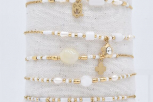 kapyco bracelet or howlite blanc